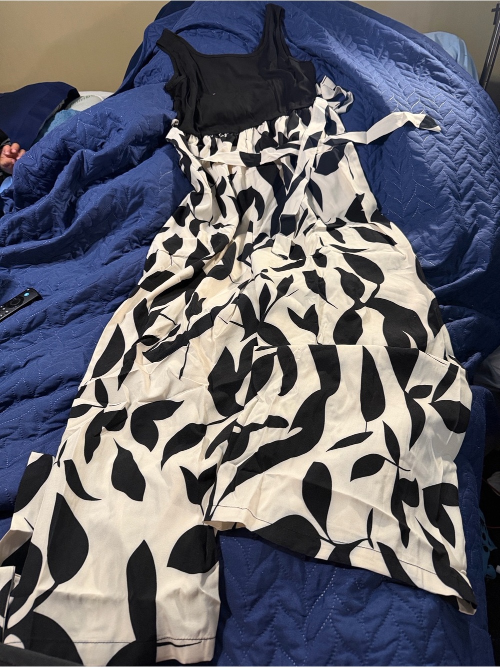 Black & White Leaf-Print Jumpsuit